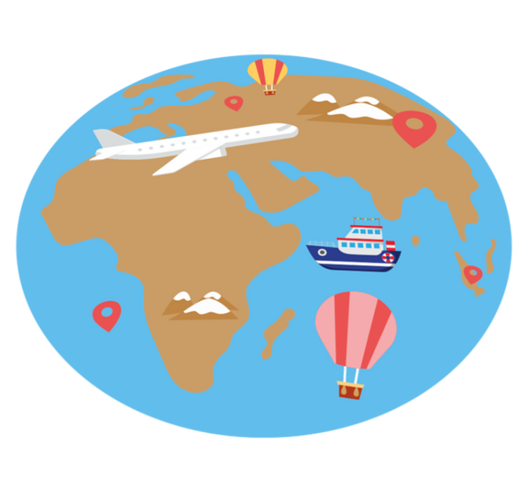 Alfombra de vinilo mapamundi Métodos de transporte - TenVinilo