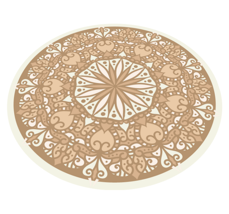 Alfombra vinílica mandala diseño circular beige elegante - TenVinilo