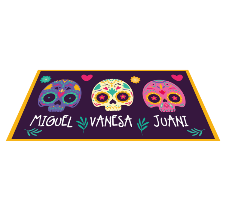 Alfombra vinílica con nombre Calaveras mexicanas - TenVinilo