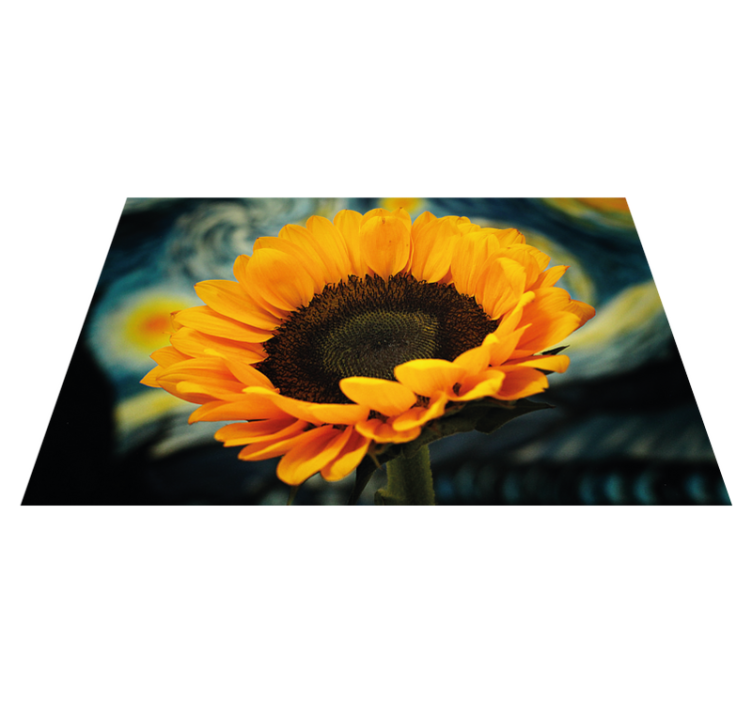 Alfombra vinílica flores girasol floreciendo brillantemente - TenVinilo