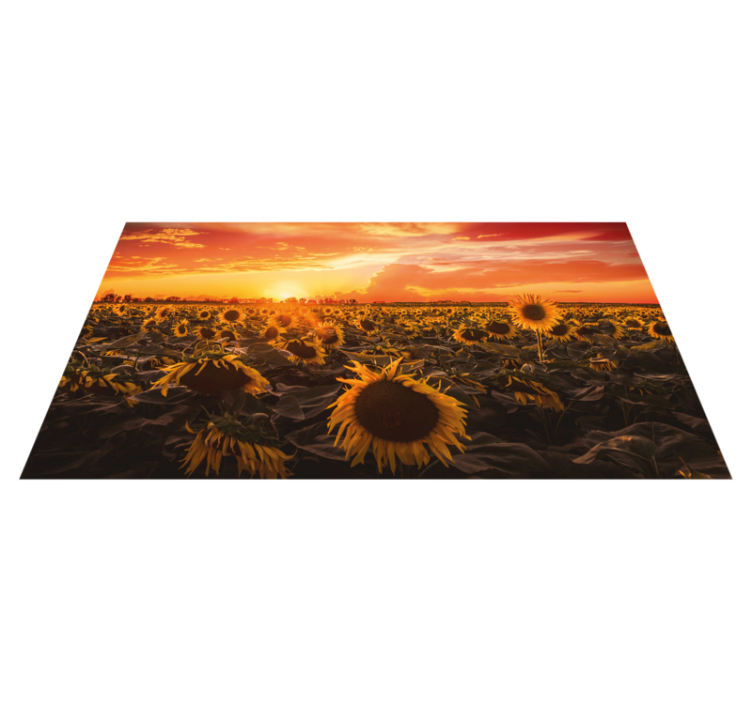 Alfombra vinílica flores escena de puesta de sol de girasol - TenVinilo