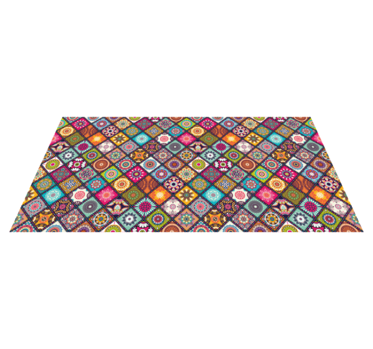 Alfombra vinilo rectangular Fondo floral con mandalas - TenVinilo