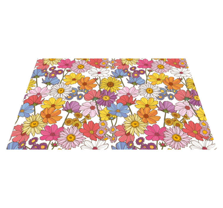 Alfombra vinílica flores Patrón floral de colores - TenVinilo