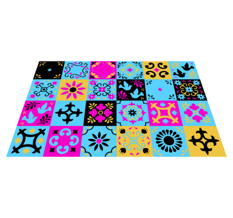 Alfombra vinílica mosaico patrón colorido - TenVinilo