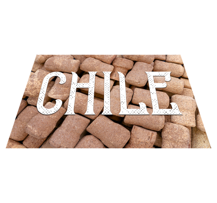 Alfombra vinílica con frase Corchos de vino de chile - TenVinilo
