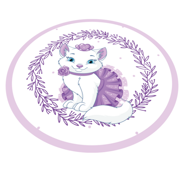 Alfombra vinílica bebé gatito floral morado - TenVinilo
