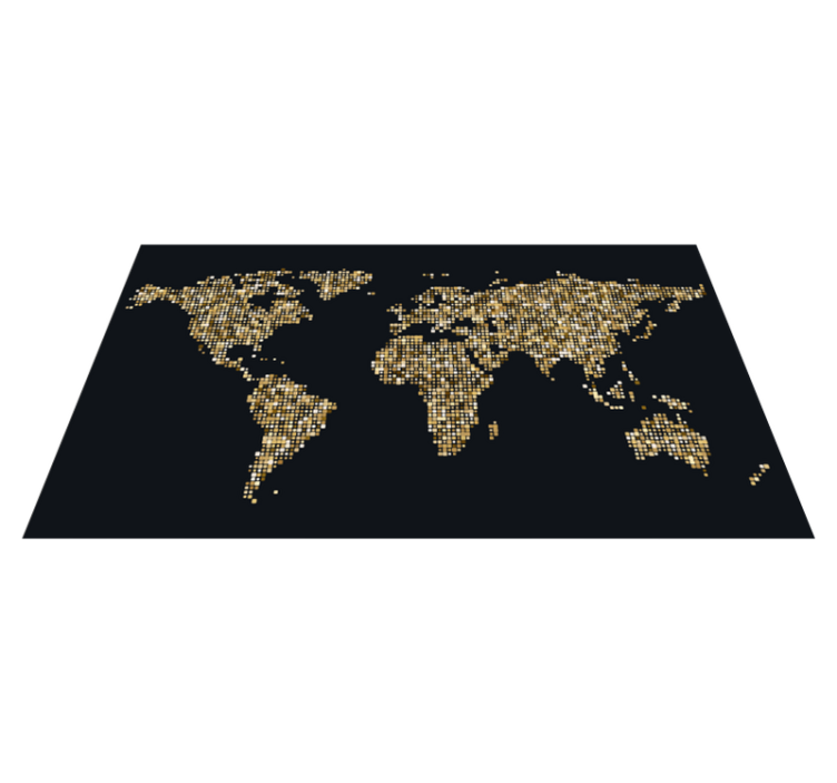 Alfombra vinílica mapamundi mapa del mundo dorado - TenVinilo