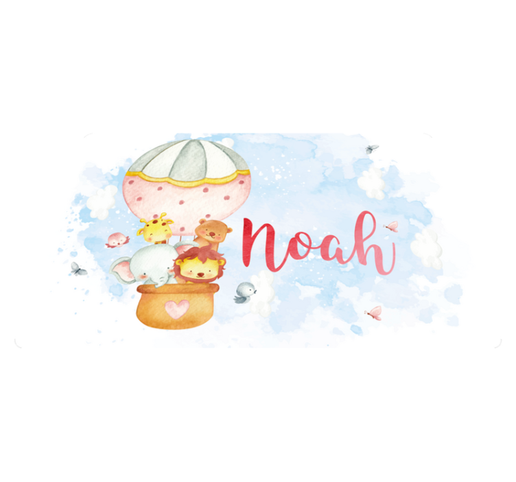 Alfombra vinílica bebé aventura en globo con nombre - TenVinilo