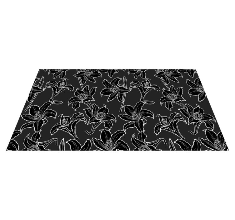 Alfombra vinílica salón Plantas en blanco y negro - TenVinilo