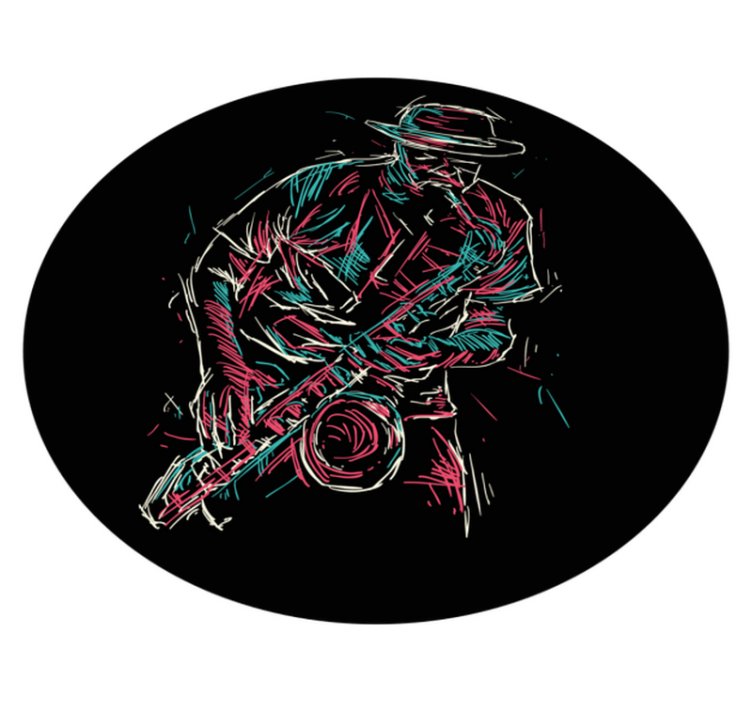 Alfombra vinílica redonda actuación de un músico de jazz - TenVinilo