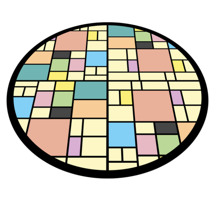 Alfombra vinílica geométrica patrón de bloques coloridos - TenVinilo