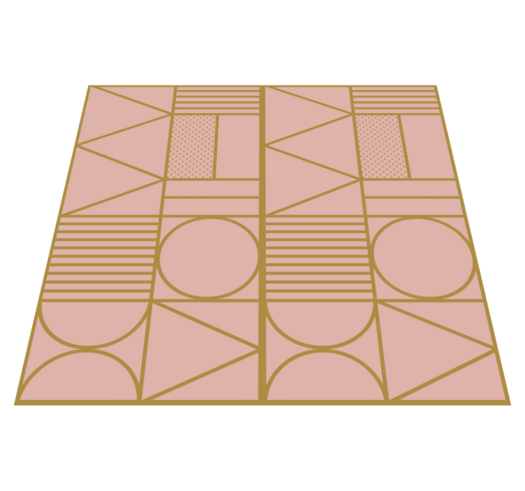 Alfombra vinílica geométrica patrón dorado y rosa - TenVinilo