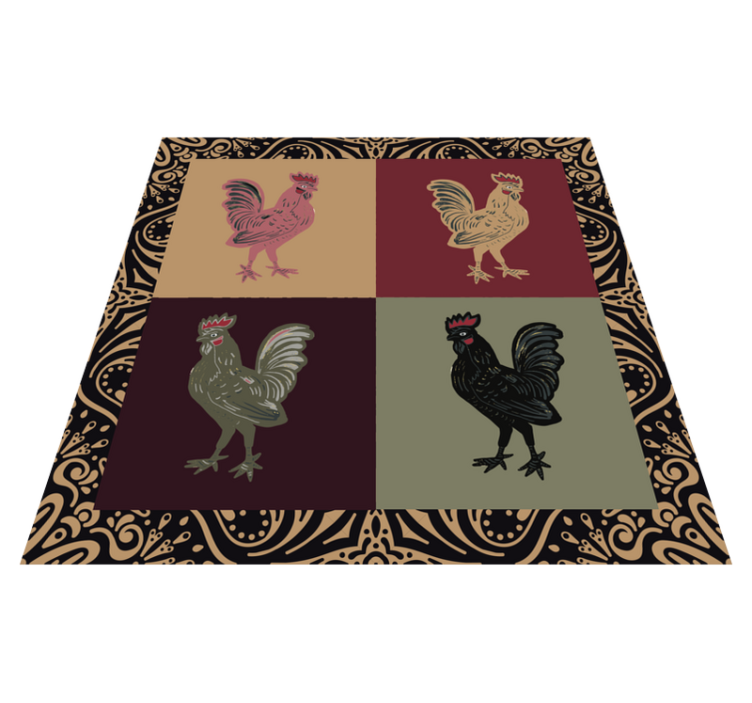 Alfombra vinílica animales gallo en azulejos clásicos - TenVinilo