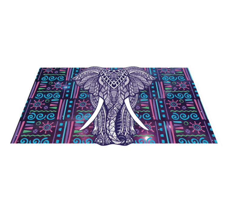 Alfombra vinílica étnica patrón de elefante intrincado - TenVinilo