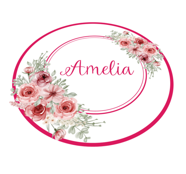 Alfombra vinílica dormitorio monograma floral con nombre - TenVinilo