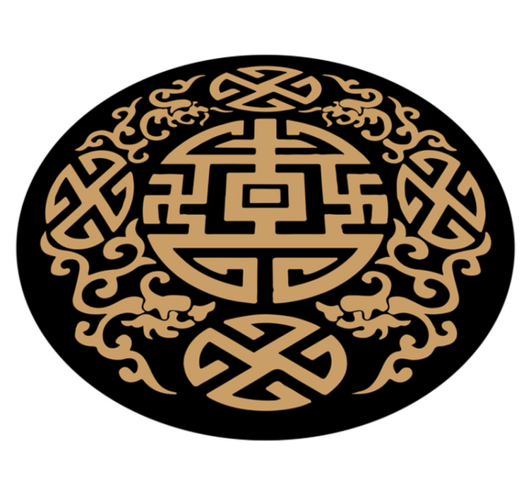 Alfombra vinílica redonda motivo de símbolo cultural - TenVinilo