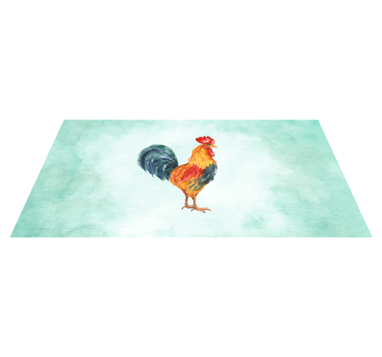 Alfombra vinílica animales ilustración de gallo en acuarela - TenVinilo