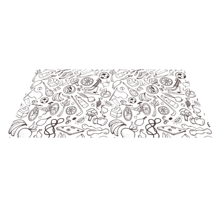 Alfombra vinílica infantil iconos de estilo de vida activo - TenVinilo