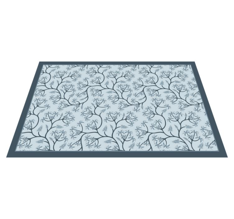 Alfombra vinílica flores patrón de silueta botánica - TenVinilo