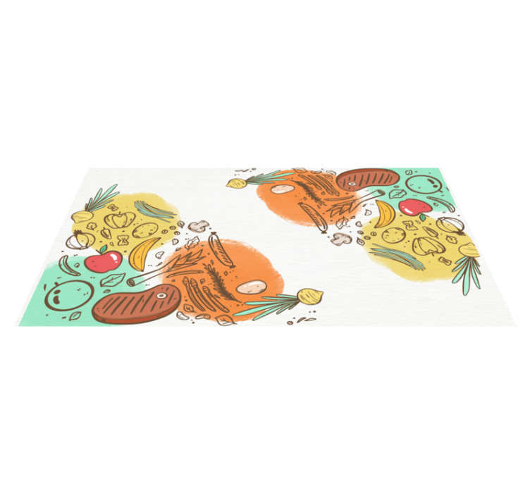 Alfombra cocina iconos de comida - TenVinilo