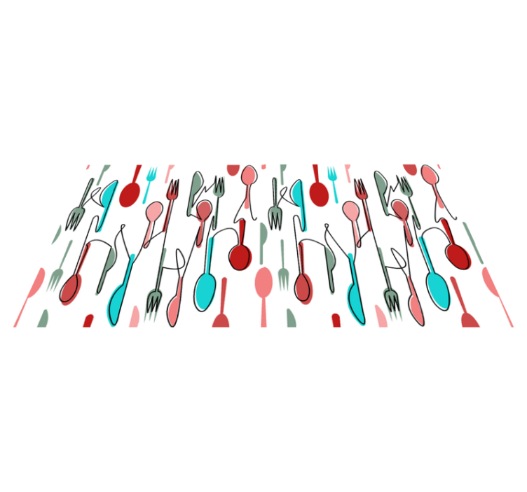 Alfombra de cocina cubiertos de colores - TenVinilo