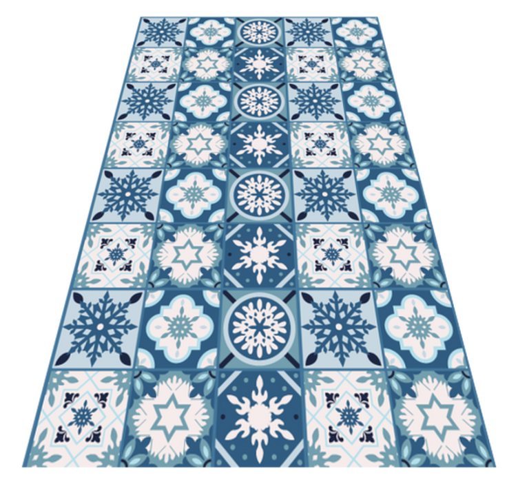 Alfombra vinilo Navidad azulejos copos de nieve - TenVinilo