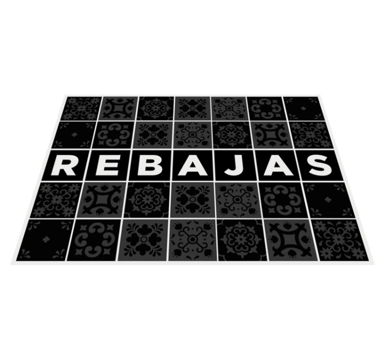 Alfombra vinílica negra patrón azulejos Rebajas - TenVinilo