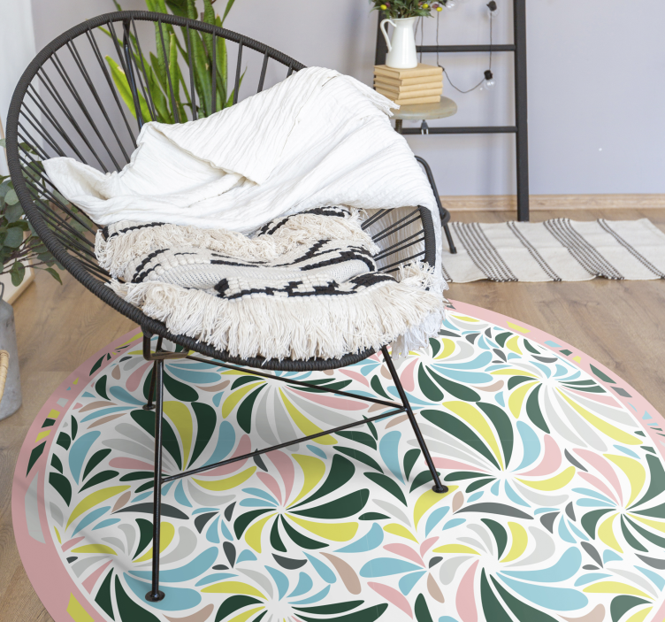 Alfombra de vinilo geométrica Plumas de colores encadenadas - TenVinilo