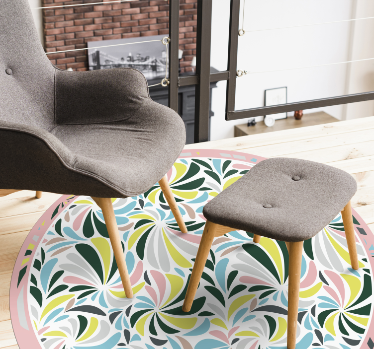 Alfombra de vinilo geométrica Plumas de colores encadenadas - TenVinilo