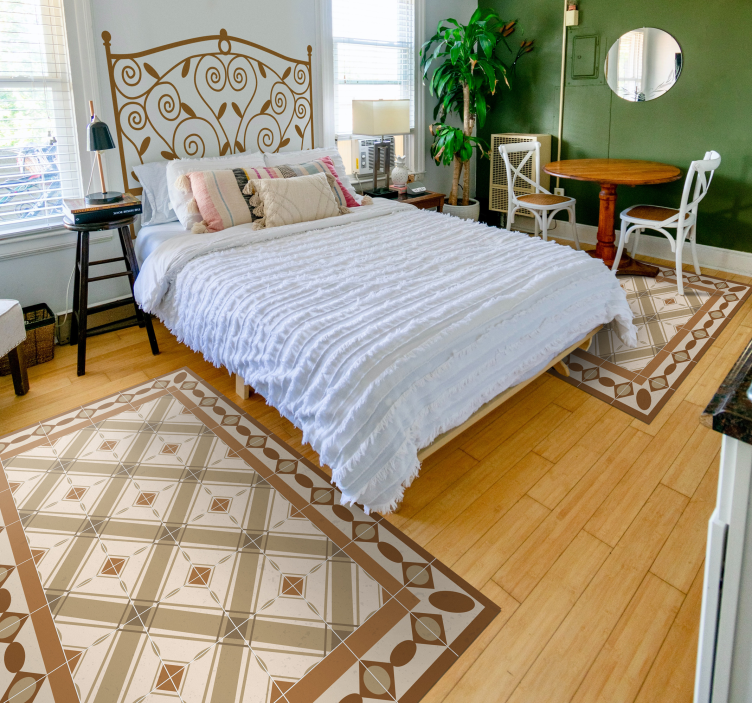 Alfombra vinílica hidráulica patrón inspirado en azulejos - TenVinilo