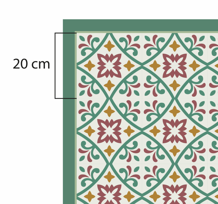 Alfombra vinílica para cocina floral roja y verde - TenVinilo