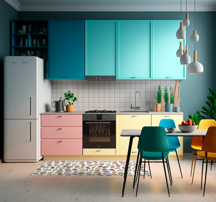 Alfombras de vinilo patrón iconos de comida - TenVinilo