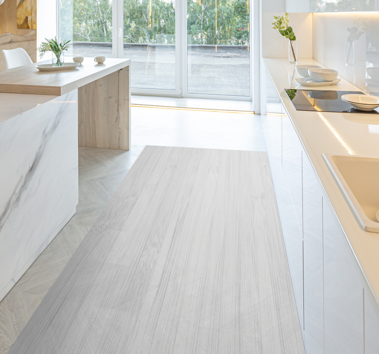 Alfombra vinilo cocina madera blanca - TenVinilo