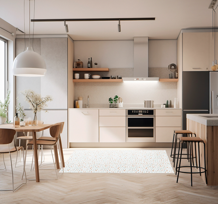 Alfombra vinílica para cocina terrazo patrón caramelo - TenVinilo