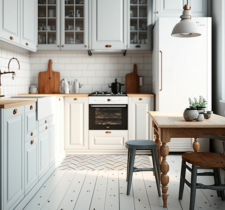 Alfombra vinílica cocina piedra mármol blanco - TenVinilo