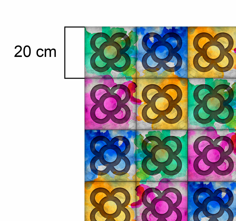 Alfombra vinilo retro azulejo de panot colorido - TenVinilo