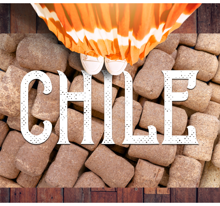 Alfombra vinílica con frase Corchos de vino de chile - TenVinilo