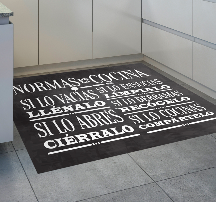 Alfombra vinílica para cocina reglas de la cocina - TenVinilo
