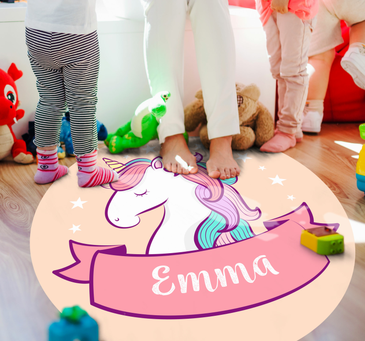 Alfombra vinílica de unicornio personalizable - TenVinilo