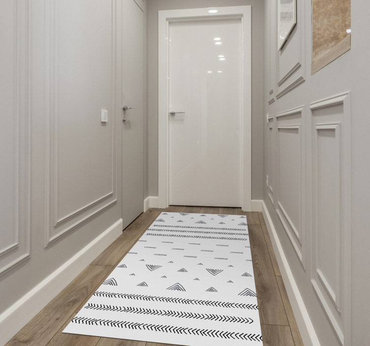 Alfombra vinilo pasillo rayas nórdicas blanco y negro - TenVinilo