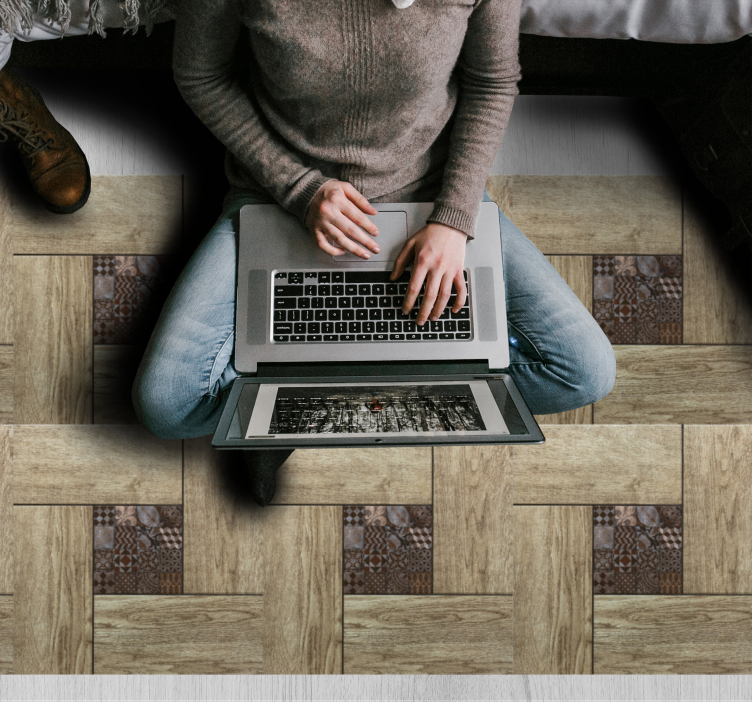 Alfombra vinílica textura madera Efecto azulejos con textura de m - TenVinilo
