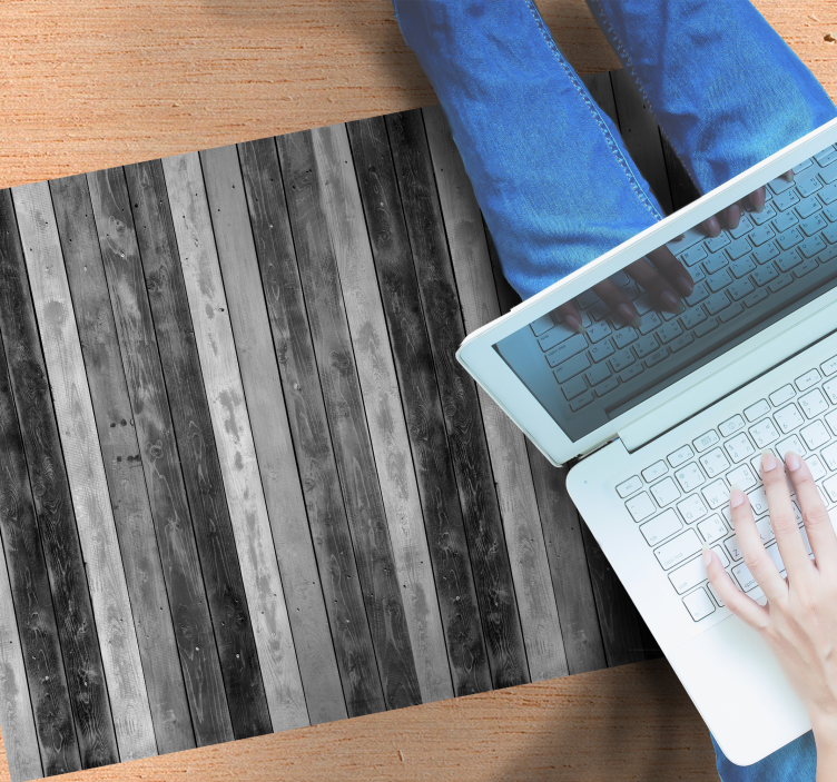 Alfombra vinílica textura madera Tablones de madera gris rústico - TenVinilo