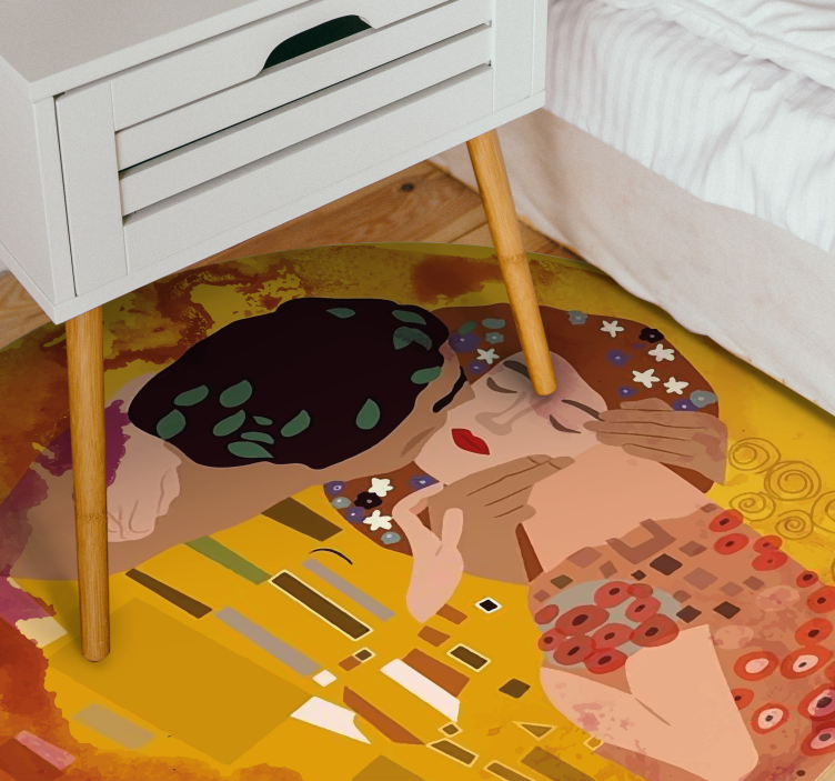 Alfombra vinílica vintage El beso de klimt - TenVinilo