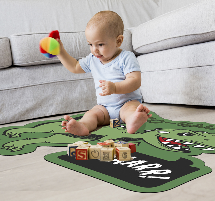 Alfombra vinílica animal dinosaurio con nombre - TenVinilo