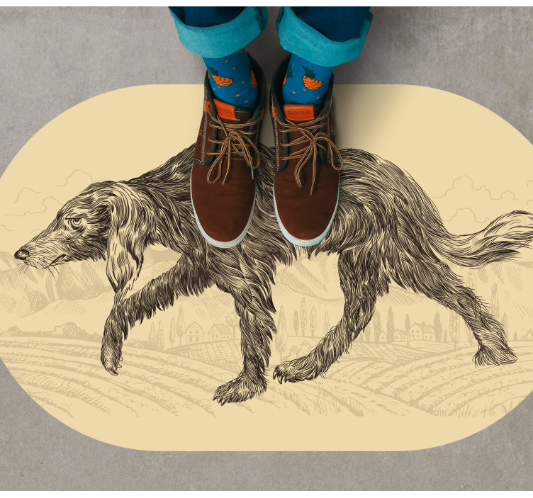 Alfombra vinílica animales elegante silueta canina - TenVinilo