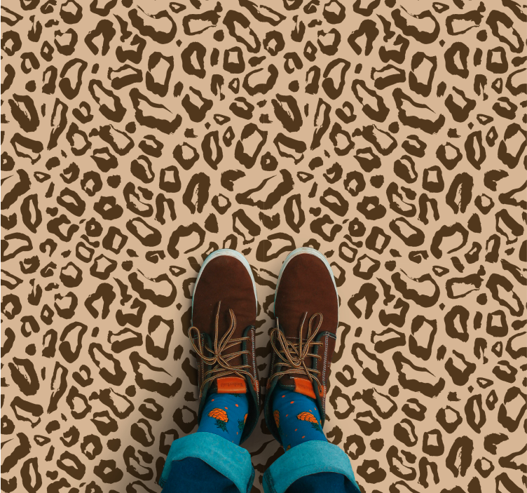Alfombra vinílica animal print estampado de leopardo marrón - TenVinilo