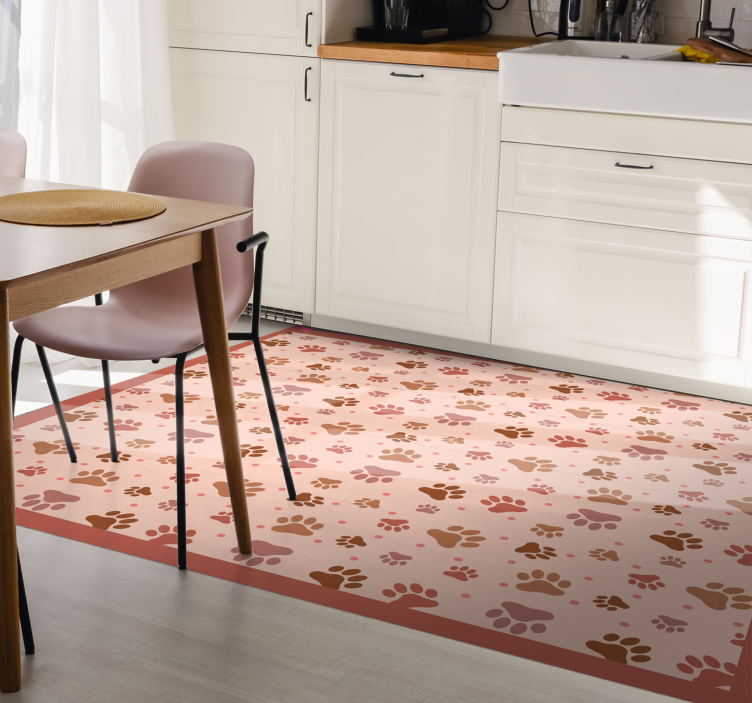 Alfombra vinílica animal print patrón de huellas de patas - TenVinilo