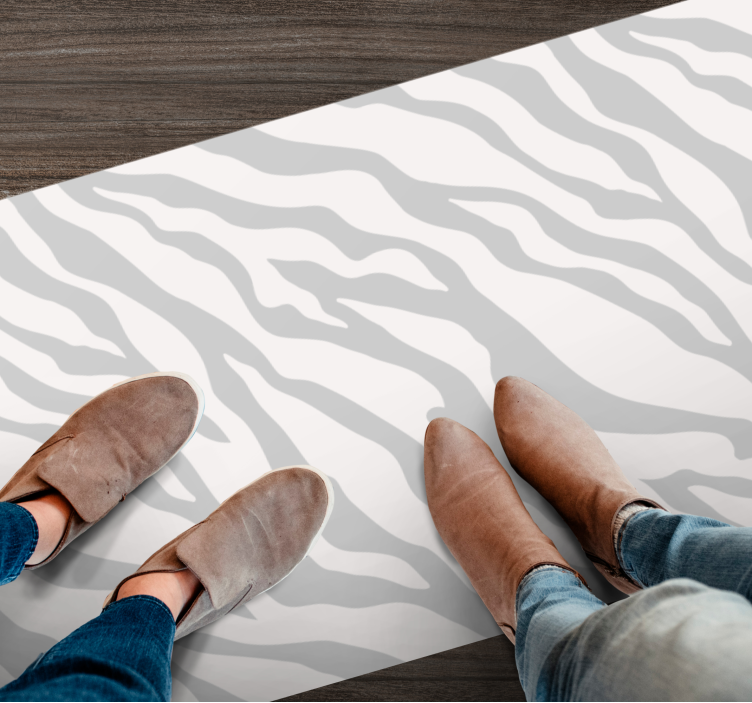 Alfombra vinílica animal print rayas de cebra grises - TenVinilo