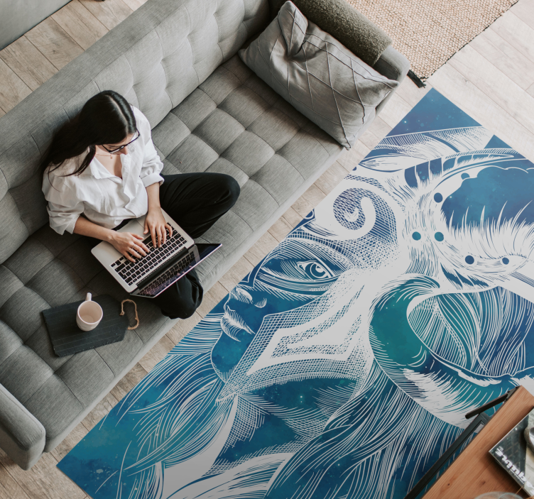 Alfombra vinílica animales ilustración caprina mítica - TenVinilo