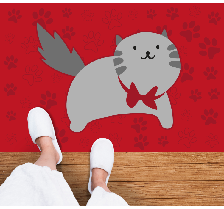 Alfombra vinílica animales ilustración de gato alegre - TenVinilo